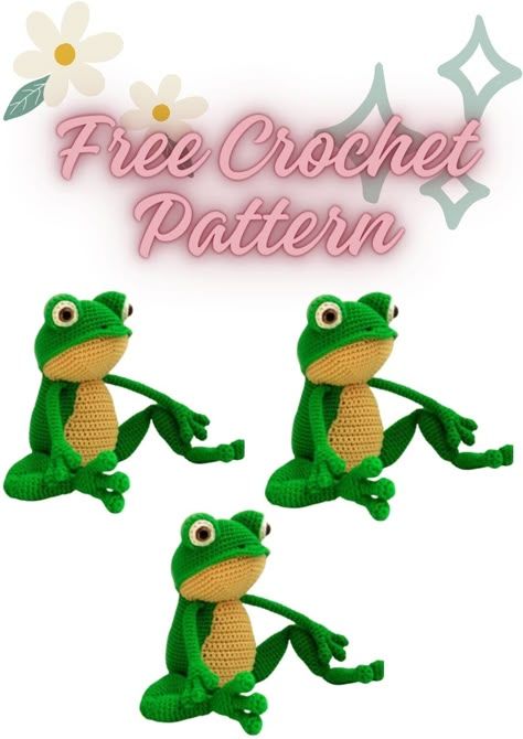 Amigurumi Frog Free Crochet Pattern - Amıgurum.com Free Toad Crochet Pattern, Crochet Frogs Free Patterns, Duck Crochet Pattern Free, Crochet Turtle Pattern Free, Frog Knitting, Crochet Frog Pattern, Amigurumi Frog, Crochet Turtle Pattern, Crochet Tree