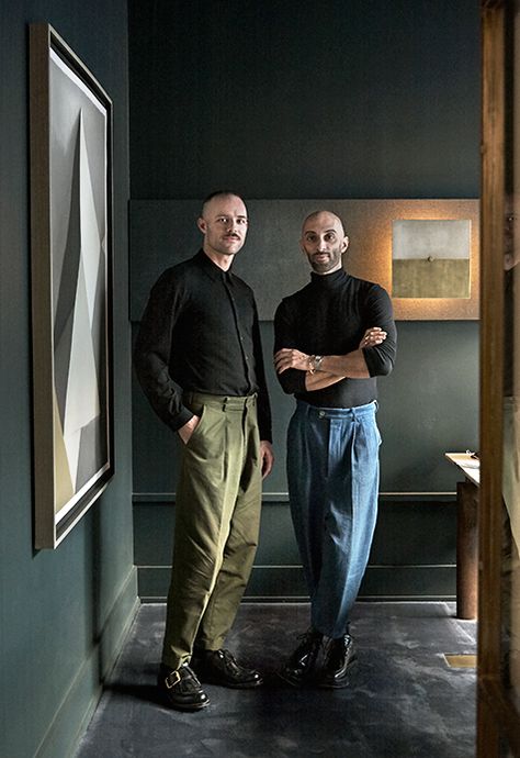 How the Apparatus Guys Became the Darlings of Lighting Design — 1stdibs Introspective Portrait Two People, Moody Walls, Corporate Photoshoot, Designer Portrait, Nate Berkus And Jeremiah Brent, Manhattan Penthouse, Jeremiah Brent, Business Portrait Photography, Liev Schreiber