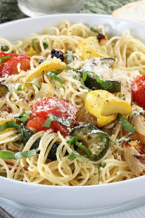 Spaghetti Squash Veggie Recipes, Garden Pasta, Lemon Vegetable Pasta, Pasta With Roasted Vegetables, Summer Squash Pasta Recipes, Veggie Pasta Recipes Zucchini Noodles, Angel Hair Summer Pasta, Summer Angel Hair Pasta, Angel Hair Pasta With Veggies