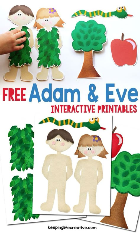 Make Bible learning fun and interactive with colorful FREE Adam and Eve scripture story printables. Many other Bible stories also available for your flannel board or magnet board! Free Sunday School Printables, Adam And Eve Craft, Adam And Eve Story, Adam And Eve Bible, Toddler Bible Lessons, Sunday School Printables, Toddler Bible, Memorize Scripture, Story Crafts