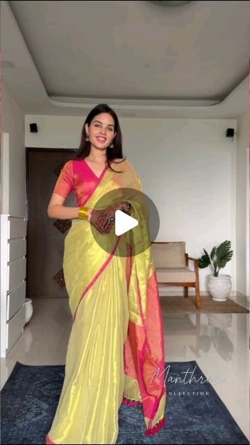 Manthree - Celebrity Designer on Instagram: "Expertly crafted, this yellow and pink combination tissue silk saree boasts a stunning design. The lightweight fabric and vibrant colors make it a perfect choice for any occasion. Elevate your wardrobe with this unique saree and stand out with style and elegance.
To order please message us or whatsapp to 9600717755
.
Follow us for Designer Sarees and Blouse Ideas updates @manthreecollections
.
.
.
.
#manthreecollections 
#bridalblouses #handembroidery #blouse #designerblouse #chicblouses #blousedesigns #designerblouseideas #weddingblouse #saree #sareelove #loveforsaree #stoneworkblouse #kanjeevaram #wedmegood #weddingsutra #weddingzin #maharaniweddings #ezwed #shaadisaga #shaadiwaliinspirations #shaadimagic #bridesessentials #southindianwedding Yellow Silk Saree Blouse Designs, Silk Saree Blouse Styles, Tissue Silk Saree Blouse Design, Tissue Blouse Designs, Yellow Pink Saree, Celebrity Blouse Designs, Tissue Saree Blouse Designs, Yellow Silk Saree, Saree Color Combinations