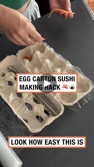 5.4M views · 16K reactions | The perfect sushi casing! 🍣 | FOODbible | FOODbible · Original audio Egg Sushi Recipe, Sushi In Egg Carton, Japanese Sushi Aesthetic, Sushi Hacks, Egg Sushi, Sushi Platter, Meals Easy, Japanese Sushi, Egg Carton