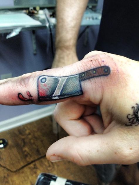 Fun little meat cleaver on a chef who recently opened his own... Business Tattoo, Knife Tattoo, Meat Cleaver, A Chef, Own Business, Tattoo On, Chef, Meat, Tumblr