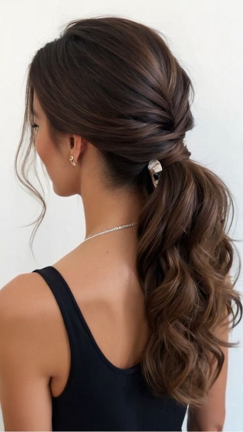 Get inspired with these stunning party hairstyles for easy medium long hair formal short hair disco hair for 90s vibes simple wedding and western dress occasions Find your perfect style with these hair ideas Bridsmade Hair, High Neck Line Dress Hairstyles, 90s Hoco Hair, Hairstyles For Short Dress, Wedding Hairstyles Up Do, Hoco Hair Brunette, Best Hair For Strapless Dress, Krimped Hairstyles Middle Part, Wedding Hair Mother Of The Groom