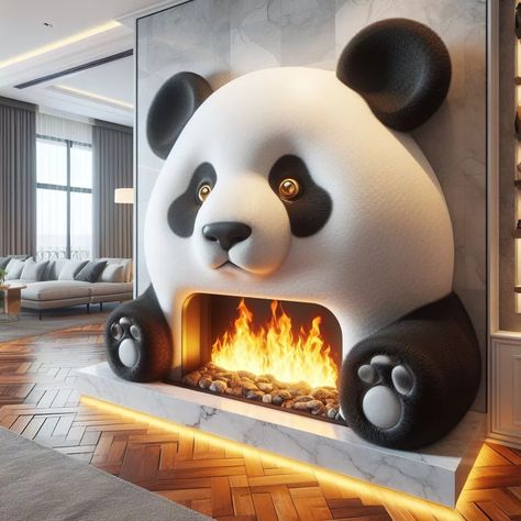 Panda-Shaped Fireplace Fireplace Guard, Fireplace Designs, Funky Home Decor, The Mundane, Cozy Reading Nook, Cozy Reading, Fireplace Design, Elsa Frozen, Reading Nook