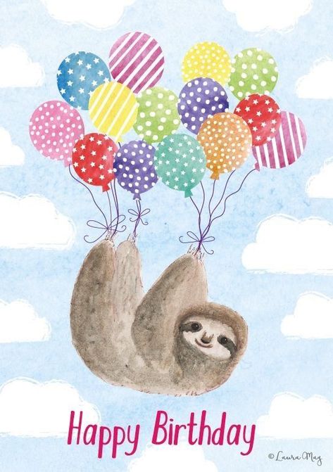 Sloth Birthday Card Diy, Sloth Birthday Cards, Sweets Drawing, Birthday Card Drawing Ideas, Sloth Happy Birthday, Card Drawing Ideas, Drawing Birthday, Ideas Birthday Card, Sloth Birthday