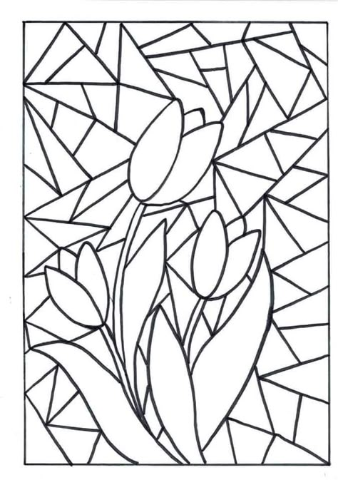 Mosaic Drawing, Illustration For Kids, Spring Art Projects, Glass Painting Patterns, Stained Glass Quilt, Glass Painting Designs, Spring Art, Stained Glass Window, Stained Glass Patterns