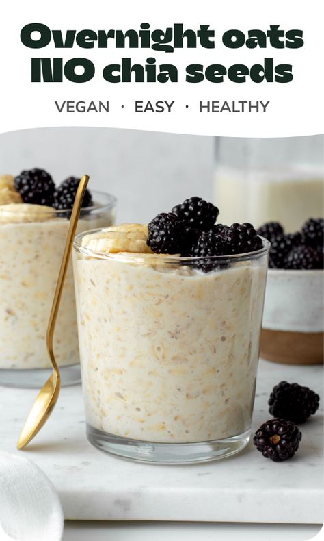 No chia seeds? No problem! Make these overnight oats without chia seeds with just 4 ingredients in less than 10 minutes! They're creamy, chewy, and a perfect vessel for your favorite toppings. Overnight Oats Recipe Without Chia Seeds, Overnight Oats Without Chia Seeds, Dairy Free Overnight Oats, What Is Healthy Food, Chia Overnight Oats, Protein Overnight Oats, Overnight Oatmeal Recipes, Easy Overnight Oats, Overnight Oats Healthy