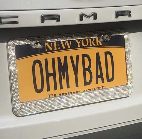 OHMYBAD ... Oh, my bad... Car Plate Aesthetic, License Plate Aesthetic, Custom Car Plates, License Plate Ideas, Cool License Plates, Funny License Plates, Licence Plates, Senior Year Of High School, Girly Car Accessories