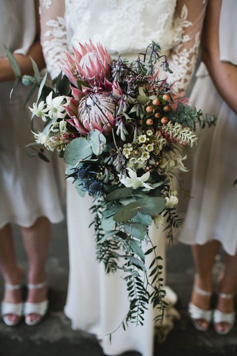 Holding A Bouquet Of Flowers, Protea Wedding, Protea Bouquet, Fresh Wedding Flowers, Holding A Bouquet, Flowers And Greenery, A Bouquet Of Flowers, Fall Wedding Flowers, Wedding Flower Girl