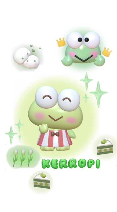 Keroppi 3d Wallpaper, Kerropi Wallpaper Iphone, Keroppi Lockscreen, Cute Green Wallpapers Aesthetic, Kerropi Aesthetic, Keroppi Wallpapers Aesthetic, Sanrio Slime, Keroppi Aesthetic, Keroppi Stuff