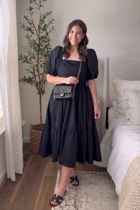 Emerson Poplin Puff Sleeve Midi … curated on LTK Puff Sleeves Dress Outfit, Cute Modest Outfits Dresses, Modest Outfits Dresses, Black Dress Modest, Dresses For Curvy Women, Black Puff Sleeve Dress, Curvy Women Dresses, Midlife Fashion, Casual Oufits