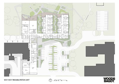 Gallery - Woy Woy Rehabilitation Unit / Woods Bagot - 10 Woods Bagot, Hospital Architecture, Rehab Center, Rehabilitation Center, Aged Care, Hospital Design, Nursing Home, Central Coast, Site Plan