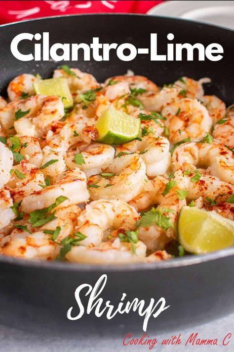 This Cilantro-Lime Shrimp is ready in 15 minutes! You'll love this easy sautéed shrimp recipe made with butter, garlic and seasonings. #cilantrolimeshrimp #sauteedshrimp #sauteedshrimpeasy Shrimp And Cilantro Recipes, Garlic Cilantro Shrimp, Sautéed Shrimp Recipes, Garlic Lime Shrimp Recipes, Ww Shrimp Recipes, Shrimp With Cilantro Lime Rice, Cilantro Lime Shrimp Bowl, Costco Cilantro Lime Shrimp Recipe, Sauteed Shrimp Recipe