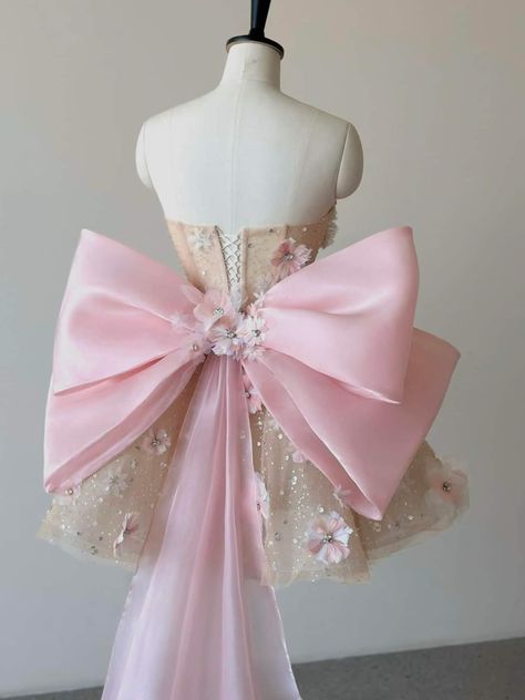 Dress With Ribbon At The Back, Princess Mini Dress, Short Puffy Dresses, Beautiful Gown Designs, Sequin Short, Puffy Dresses, Gowns Dresses Elegant, Tulle Homecoming Dress, 파티 드레스