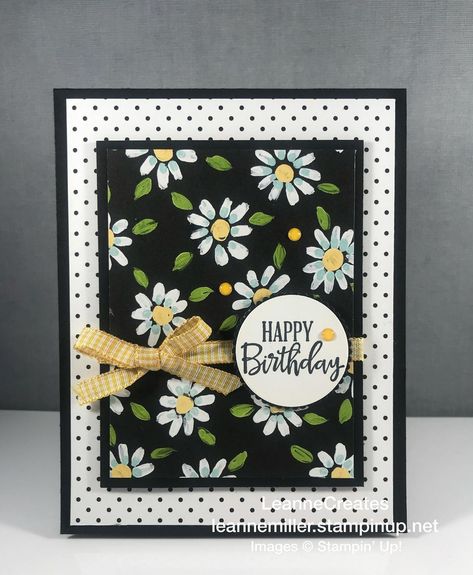 Simple cards with flowers, polka dots & stripes- a favorite combo! These birthday cards are for the Sending Sunshine & Rainbows AOK group.… | Instagram Flower And Field Dsp, Cards With Flowers, Sending Sunshine, Designer Paper Cards, Card Making Designs, Dsp Cards, Simple Cards Handmade, Daisy Cards, Simple Birthday Cards