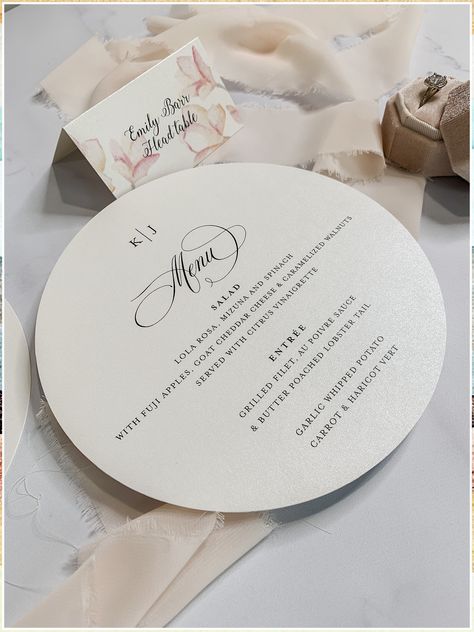 Wedding Menu Ideas - Who doesn't enjoy getting a great offer from leading brands. Click to discover more TODAY! Round Menu Wedding, Circle Menu Wedding, Wedding Menu Ideas Design, Menu Card Design Wedding, Wedding Menu Ideas, Wedding Menus Design, Bridesmaid Thank You Cards, Tulsa Wedding, Sauce Au Poivre