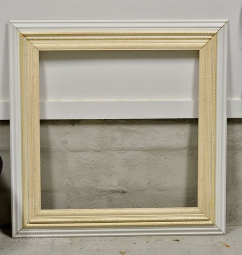 This tutorial for how to build a custom picture frame with baseboard and decorative trim moulding makes a great, ornate DIY frame for canvases. Includes ideas on how to paint the frame with a gold/antique look with spray paint. Build A Picture Frame, Diy Photo Frame Cardboard, Diy Canvas Frame, Pic Frame, Diy Picture Frame, Cute Picture Frames, Trim Moulding, Making Picture Frames, Frame Storage