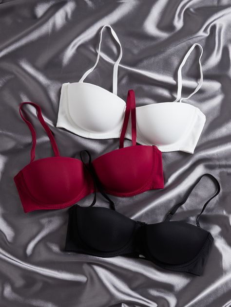 Multicolor Simple Collar  Nylon Plain Sets Embellished Medium Stretch  Women Intimates Push Up Bra Outfit, Tie A Tie Easy, Kids Fashion Wear, Bra Outfit, Super Push Up, Bra Panty, Bra And Panty Sets, Summer Fashion Outfits, Bras And Panties