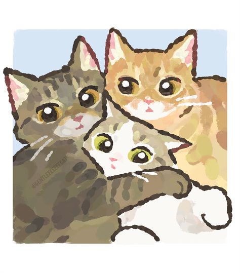 4 Cats Drawing, Cat Loaf Drawing Reference, Three Cats Aesthetic, Crazy Cat Drawing, Splatoon Reference, Cat And Dog Drawing, Cat Loaf, Kitten Drawing, Pets Drawing