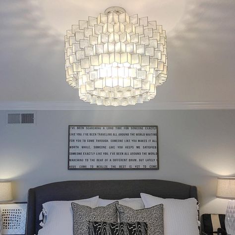 Nicole on Instagram: “My new @westelm chandelier✨ {paint color is Revere Pewter, sign is by @houseofbelonging} #aneyeforpretty #decor #decorating #mywestelm #capiz #chandelier” Capiz Chandelier, Capiz Shell Chandelier, Revere Pewter, Capiz Shell, Chandelier Bedroom, Modern Nursery, Florida Home, West Elm, Paint Color