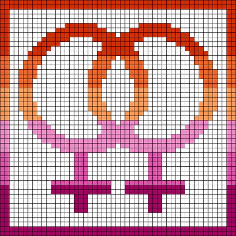 Alpha pattern #149909 | BraceletBook Lesbian Crochet Patterns, Bracelet Book Alpha Patterns, Pride Alpha Pattern, Lesbian Cross Stitch, Lesbian Symbol, Crochet C2c Pattern, Pixel Art Templates, Pixel Crochet, Tapestry Crochet Patterns