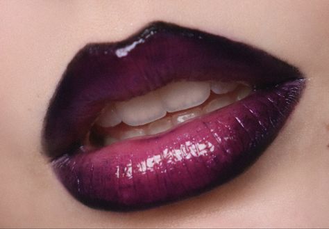 Pink And Black Lipstick, Black And Purple Lip Combo, Dark Purple Makeup Ideas, Vampy Lip Combo, Plum Lip Combo, Black And Pink Lip Combo, Goth Lip Combo, Dark Purple Lipstick Makeup, Purple Gothic Makeup