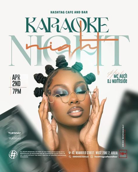 Karaoke Night Flyer Design, Club Design Background, Karaoke Design Posters, Karaoke Graphic Design, Night Club Graphic Design, Night Party Flyer Design, Club Flyers Design, Anticipation Flyer Design, Night Club Poster Design