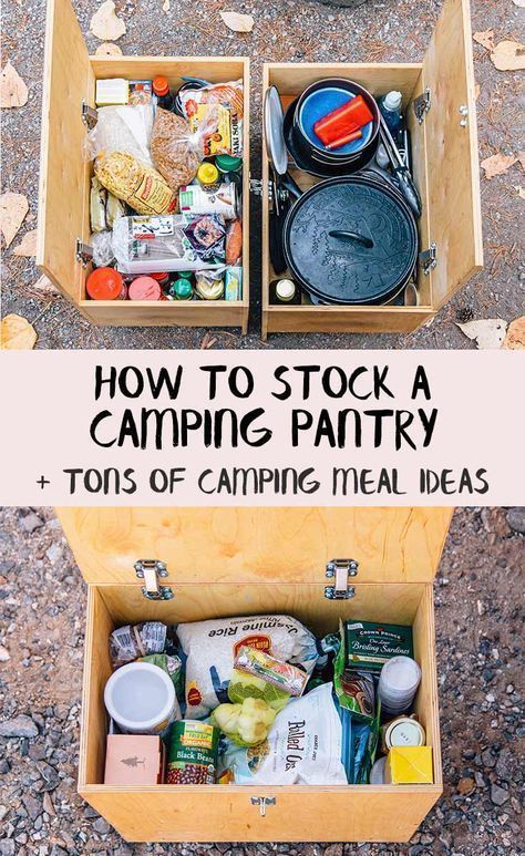 Whether you’re on an extended road trip across the country or camping out for more than a couple nights, a well-stocked camping pantry is essential to answering life's eternal question: “What’s for dinner tonight?” Camping Pantry, Camping Meal Ideas, Camping Ideas For Couples, Camping Food List, Camping Meal, Zelt Camping, Kombi Motorhome, Auto Camping, Camping 101