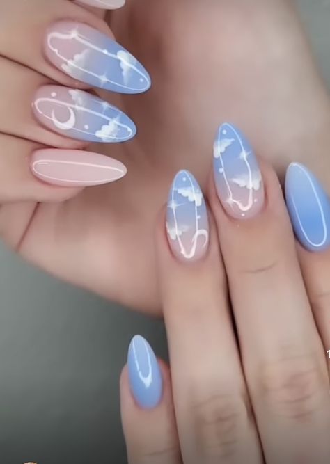 Dreamy Cloud Nails, Fake Nails Designs, Cute Simple Nails, Simple Gel Nails, Pretty Gel Nails, Really Cute Nails, Short Acrylic Nails Designs, Fancy Nails, Short Acrylic Nails