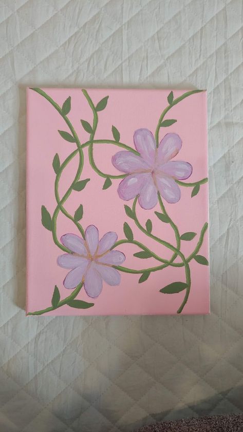 Purple Flowers on Vines | Etsy Background Painting Ideas On Canvas, Pink Background Painting, Background Painting Ideas, Flowers On Vines, Flowers On A Vine, Cute Easy Paintings, Background Painting, Canvas Drawing, Small Canvas Paintings