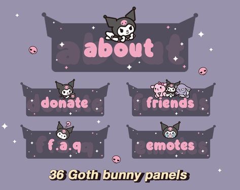 Goth Kawaii Aesthetic, Discord Server Role Ideas, Cute Kawaii Aesthetic, Goth Bunny, Kawaii Emo, Y2k Halloween, Black And Purple Wallpaper, Discord Me, Twitch Panels