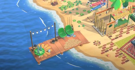 Animal Crossing Boat Dock Ideas, Acnh Pier Design, Animal Crossing Pier Design, Dock Ideas Animal Crossing, Acnh Boat Dock Design, Pier Acnh Design, Pier Animal Crossing, Pier Code Acnh, Pier Ideas Animal Crossing