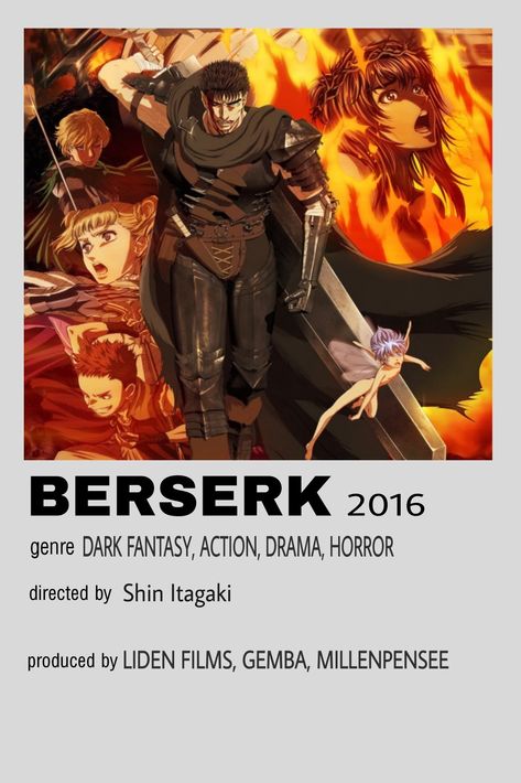 Berserk anime minimalist poster 2016 Berserk Anime Poster, Berserk Minimalist Poster, Berserk Poster, Genre Posters, Japanese Animated Movies, Anime Suggestions, Anime List, Good Anime Series, Poster Anime