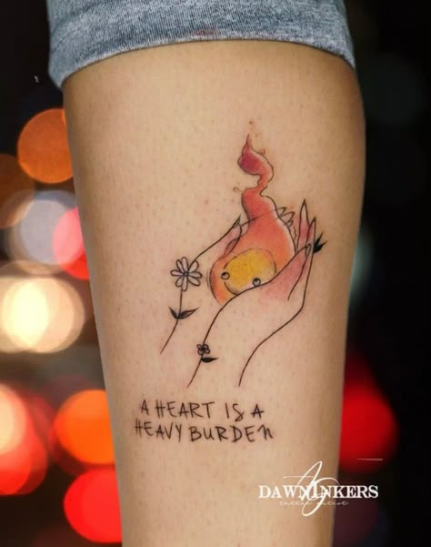 Calcifer Tattoo, Tatuaje Studio Ghibli, Feminine Goth, Tattoo After Care, 16 Tattoo, Ghibli Tattoo, Goth Tattoo, After Care, Tattoos Geometric