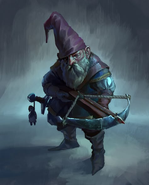 'Mystaran dwarf    "Gnomes and Uldras"|'gnome marksman' by Pedro Kruger Garcia    [https://www.artstation.com/pedrokruger] Dnd Gnome Art, Gnome Dnd, Deep Gnome, Illustration Fantasy, Bd Art, Pathfinder Character, Fantasy Races, Dungeons And Dragons Characters, Manama