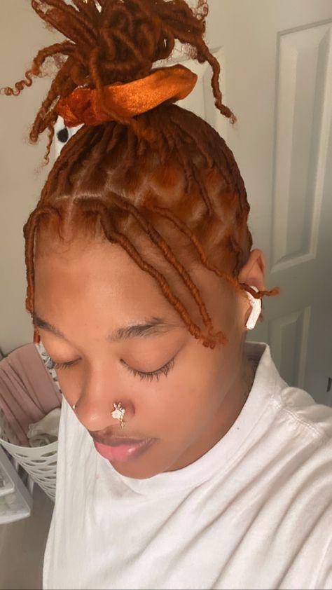 Ginger Starter Locs Black Women, Starter Locs Styles For Short Hair Coils, Colored Starter Locs, Starter Locs Color, Ginger Starter Locs, Style For Dreads, Starter Locks, Coil Locs, Short Starter Locs