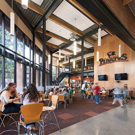 HUB at Whitworth University, Spokane, WA Whitworth University, University Cafeteria, Washington Road Trip, Cafeteria Design, College Things, School Interior, Campus Life, College Town, College School