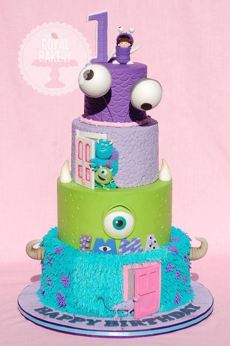 Buu Monster Inc, Bolo Paris, Monster Inc Cakes, Fab Cakes, Cakes Decorated, Paris Cakes, Disney Cake, Monster Inc Birthday, First Communion Cakes