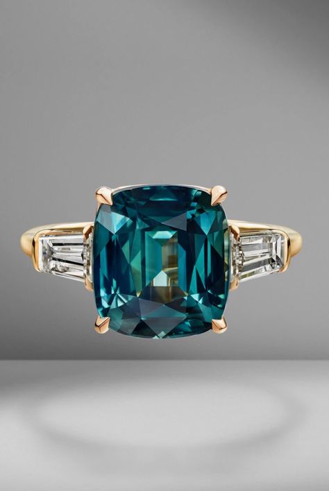 Teal Sapphire Ring, Fancy Sapphire, Star Sapphire Ring, Blue Engagement Ring, Traditional Engagement Rings, Teal Sapphire, Vintage Sapphire, Cushion Cut Ring, Sapphire Engagement Ring Blue