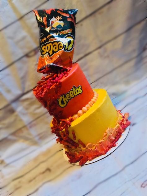 Hot Cheetos Cake, Cheetos Recipe, Miss Cake, Candy Bar Posters, Mom Birthday Crafts, Candy Poster, Cake Liner, Hot Cheetos, 90th Birthday Gifts