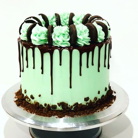 Cupcake Creme, Mint Cupcakes, Green Birthday Cakes, Andes Mints, Mint Cake, Green Cake, Chocolate Mint, Drip Cake, Birthday Cake Decorating