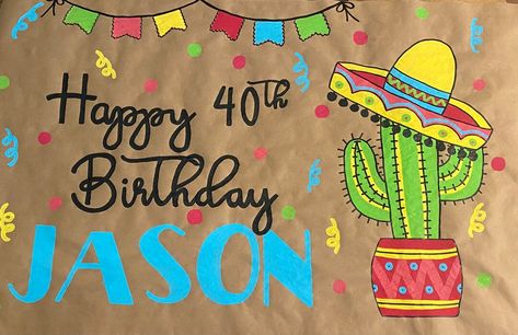 Hand Painted Sign - Etsy Happy Birthday Crafts, Painted Banners, Painted Banner, Painted Crafts, Bachelorette Banner, Grad Banner, Taco Party, Banner Templates, Fiesta Theme