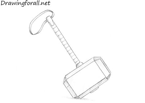 Simple Thors Hammer Tattoo, Simple Marvel Drawings Easy, Thor Hammer Drawing, Mjolnir Drawing, Thors Hammer Drawing, Thors Hammer Tattoo, Thor Sketch, Thor Hammer Tattoo, Hammer Drawing