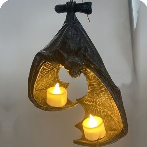 Halloween Candlesticks, Resin Decoration, Hanging Bat, Bat Wall, Small Candle Holders, Halloween Garden, Dark Home Decor, Goth Home, Goth Home Decor