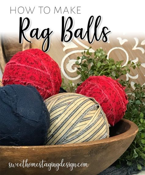 How To Make A Rag Ball, Primitive Rag Balls Diy, How To Make Rag Balls Diy, How To Make Decorative Balls, Diy Rag Balls, Fabric Balls Diy, Ragball Garland Diy, Rag Balls How To Make, Rag Balls