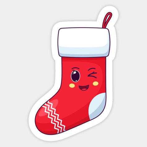 Winking Face, Laughing Face, The Santa Claus, Smiling Eyes, Santa Socks, Cartoon Kawaii, Face Stickers, Diy Christmas Cards, Kawaii Design