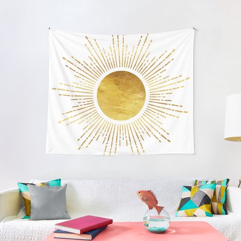 Burst Of Light, Faux Metal, Bedroom Dorm, White Hot, Etsy Products, Online Shops, Gold Texture, Tapestry Design, Textile Prints