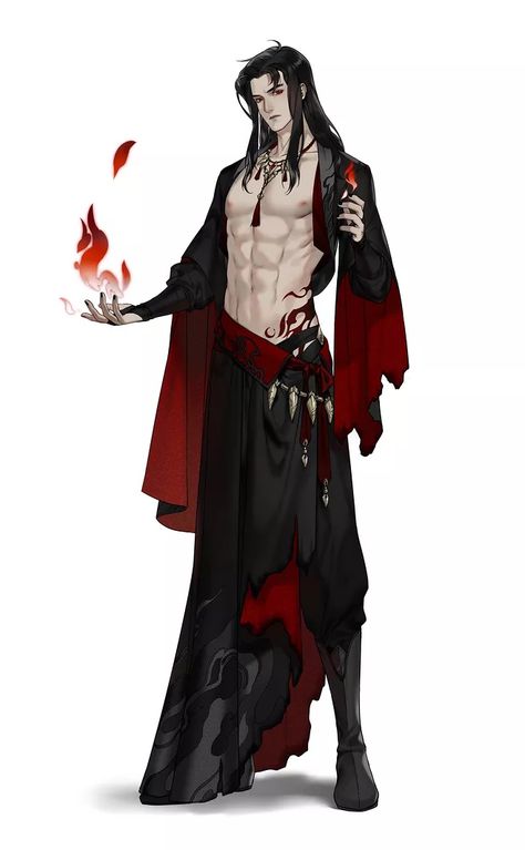 Demon Clothing, Demon Clothes, Anime Guy Long Hair, Book Cover Background, Elf Clothes, Anime Men, Male Character, Art Style Inspiration, Character Design Male