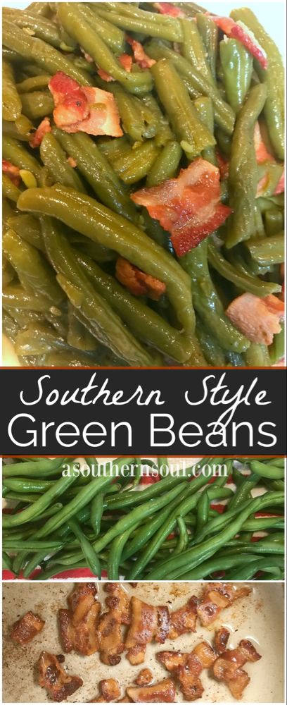 Southern Green Bean Recipes, Side Meals, Fresh Green Bean Recipes, Southern Style Green Beans, Smothered Green Beans, Soul Recipes, Sunday Meals, Southern Foods, Cooking Fresh Green Beans